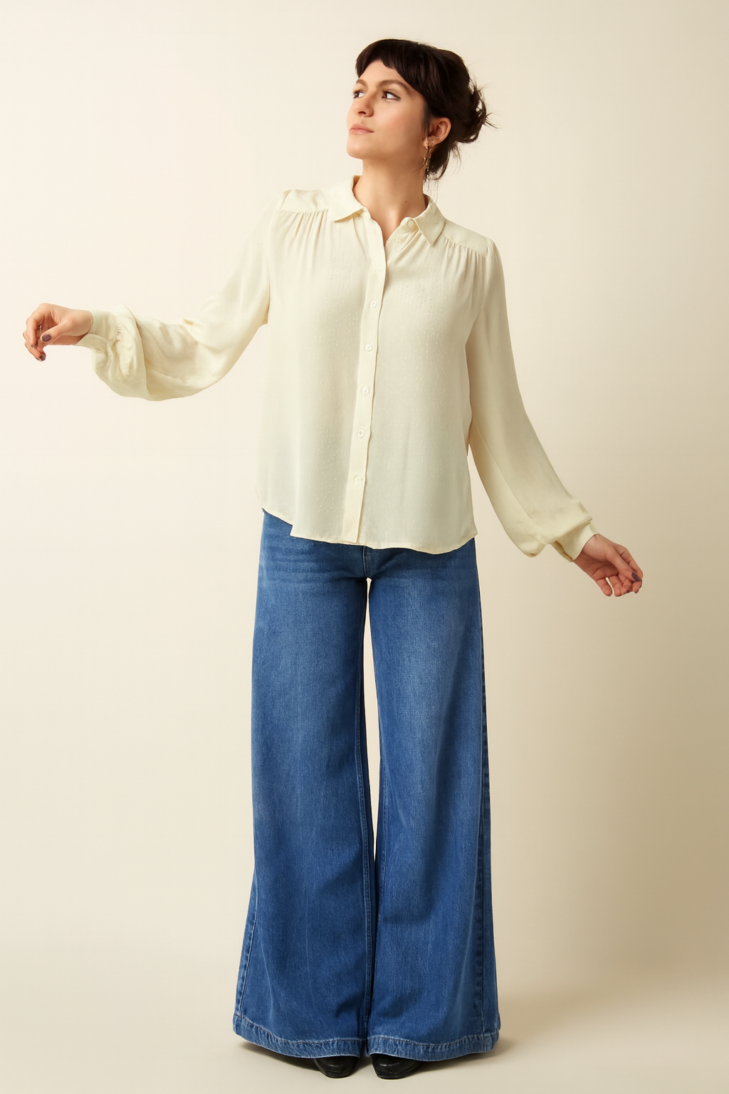 Wide Leg Jeans in Stone Denim