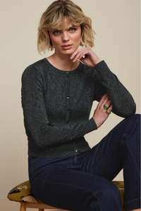 Glitzer Cardigan in Black und Purple