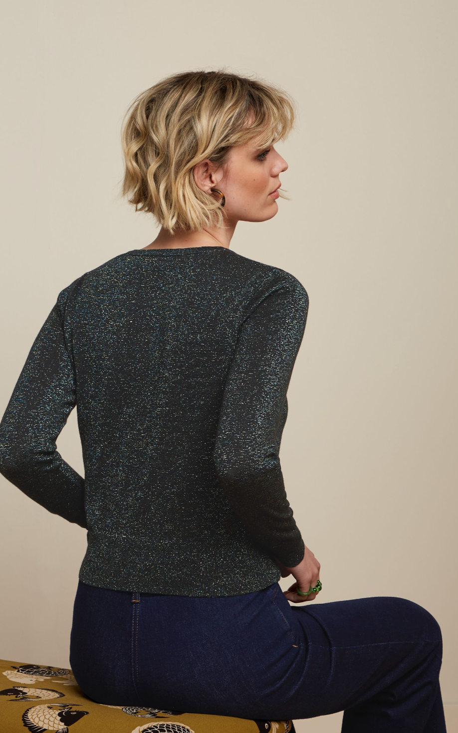 Glitzer Cardigan in Black und Purple