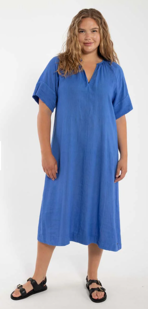 Modal & Leinen Kleid in blue
