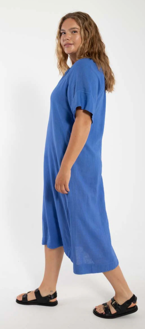 Modal & Leinen Kleid in blue