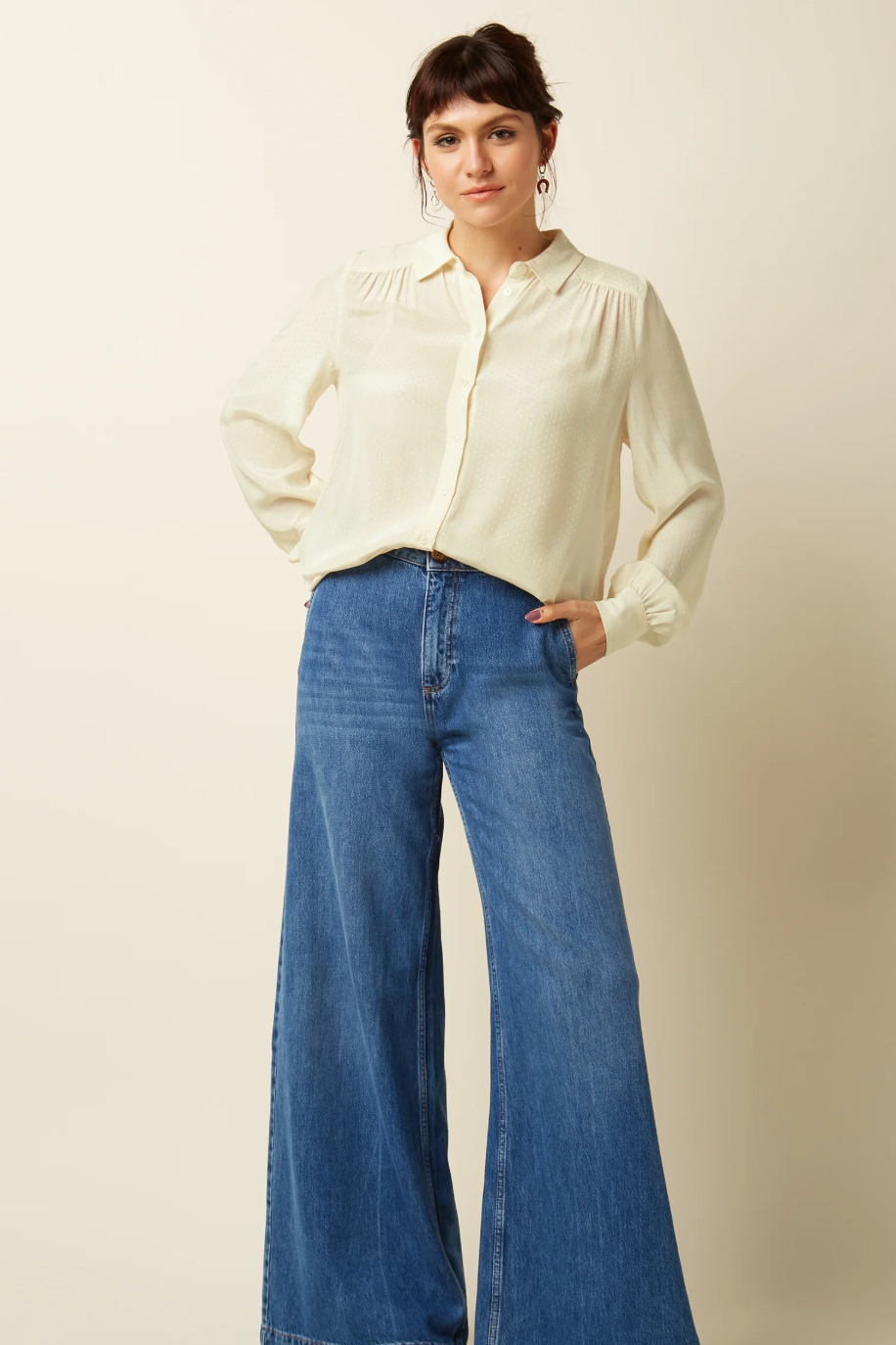 Wide Leg Jeans in Stone Denim