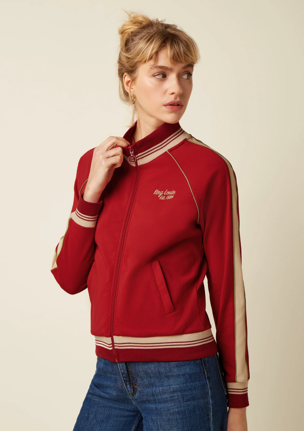 Collegejacke Lila im Retro-Stil