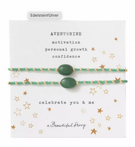 Bracelet Card You & Me Aventurine, vergoldet